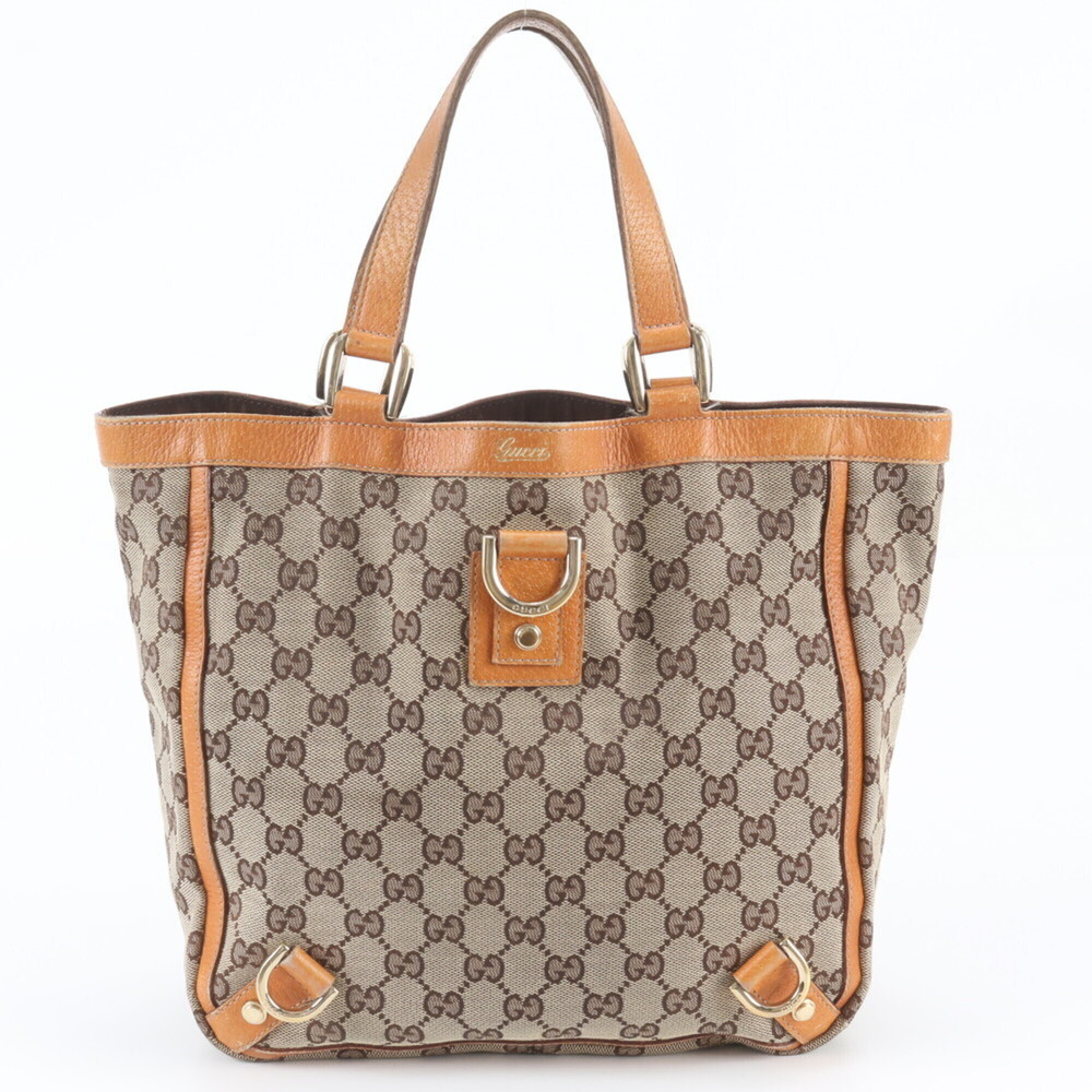 Gucci GG Canvas Abbey 130739 Leather Handbag Tote Bag - Brand Name Women's